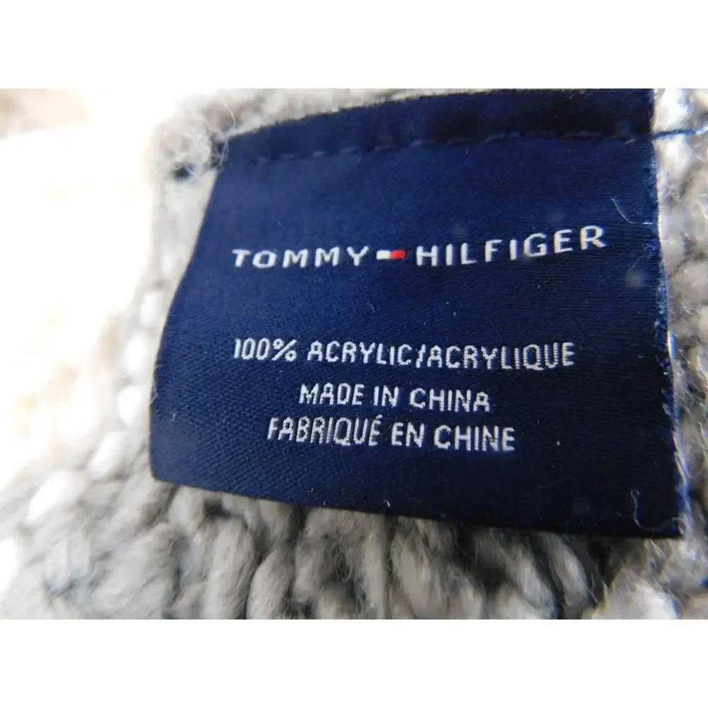 Tommy Hilfiger Knit Scarf Colorblock Black Grey White Preppy Unisex New
